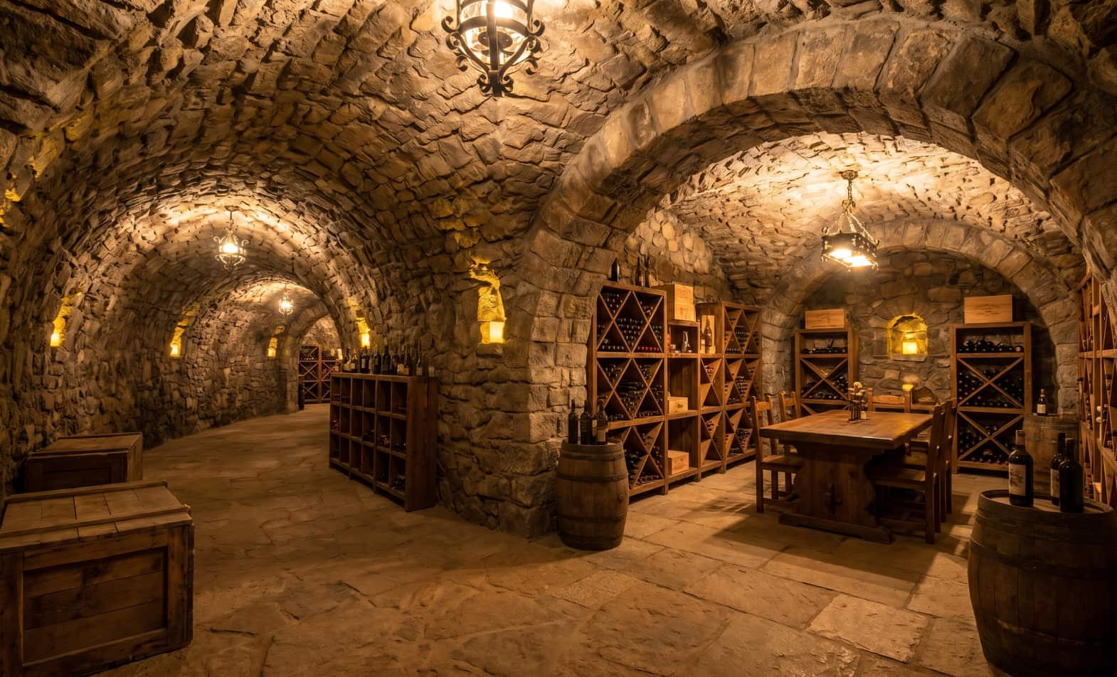 Vintage Wine Bottles Cellar